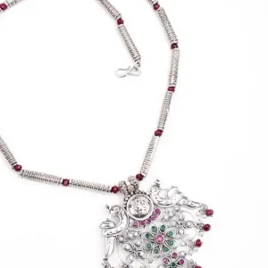 Ruby and Emerald in Platinum Necklace